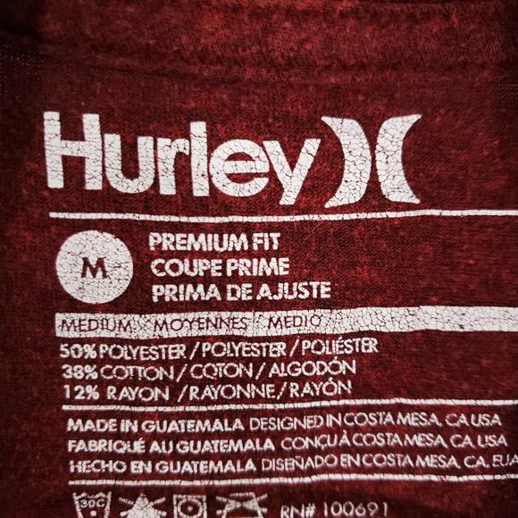 Hurley T Shirt Mens Medium Red Logo Graphic Short Sleeve Crew Neck Pullover - Picture 6 of 6
